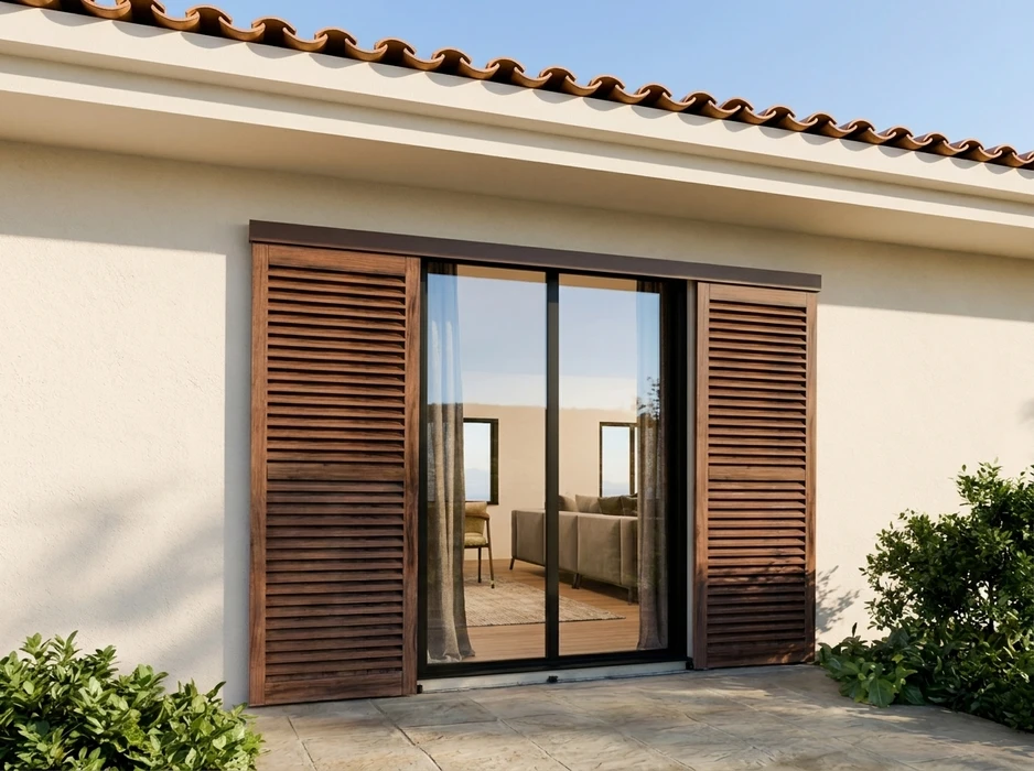 Intérieur d'un logement avec vue sur toitures en tuiles terre cuite